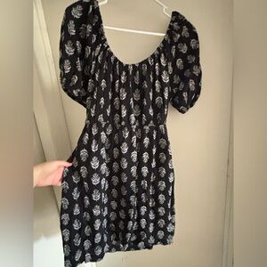 Old Navy Black Dress with White Leaf Pattern